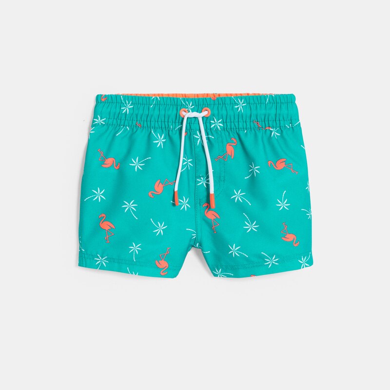 Short de bain anti UV palmier vert bébé garçon Turquoise