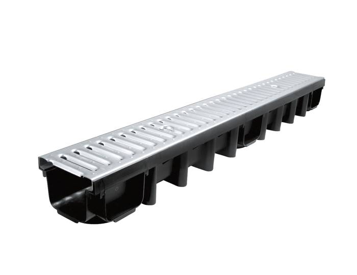 Afvandingsdræn med metalrist 1 meter 13 x 98 mm