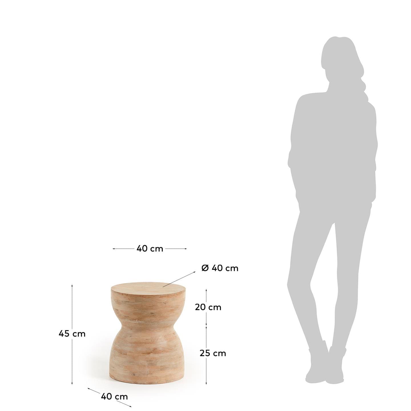 Kave Home Beistelltisch MAZY 40 x 40 cm Mangoholz
