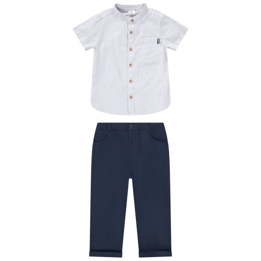 Ensemble 2 pièces avec chemise rayée pour bébé garçon - Bleu marine