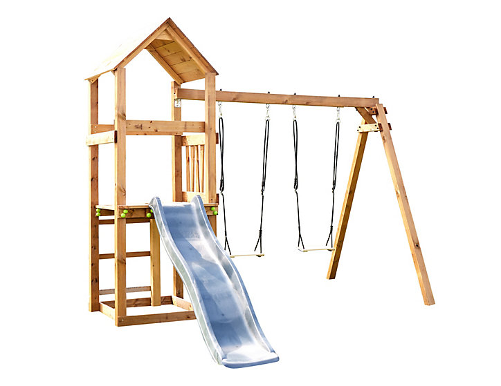 Aire de jeux en bois avec balançoire et toboggan – Nouméa