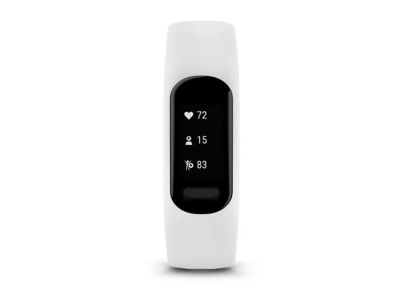 Garmin vívosmart 5 - Aktivitetssporer med bånd - silikone - hvid - båndstørrelse: S/M - monokrom - Bluetooth, ANT  - 24.5 g