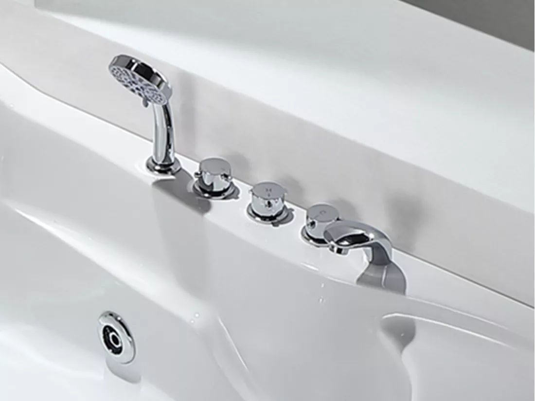 Baignoire balnéo blanche - 2 places - 385 L - 181 x 121 x 65 cm - Angle gauche - RAFINA