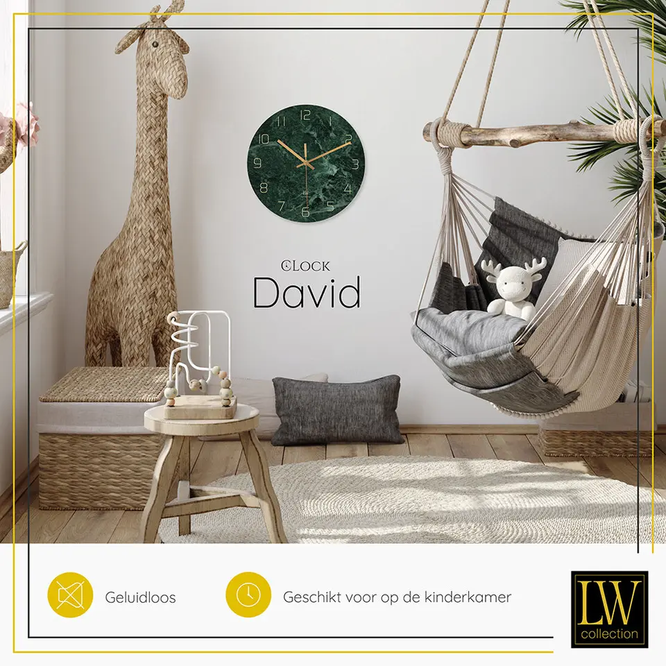LW Collection Keukenklok David marmer 30cm