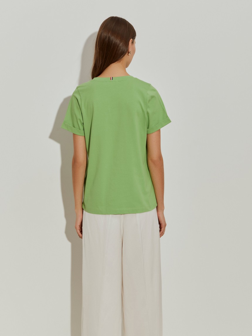 T-shirt de algodão decote em V