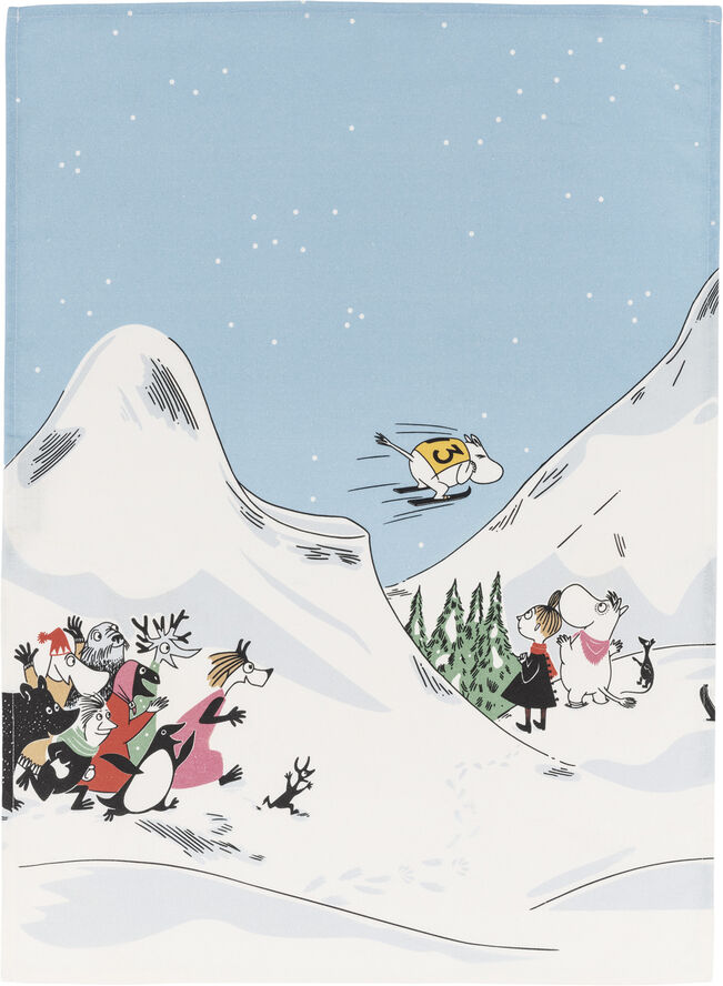 Iittala Moomin Arabia viskestykke 50x70, Skihop Multifarvet