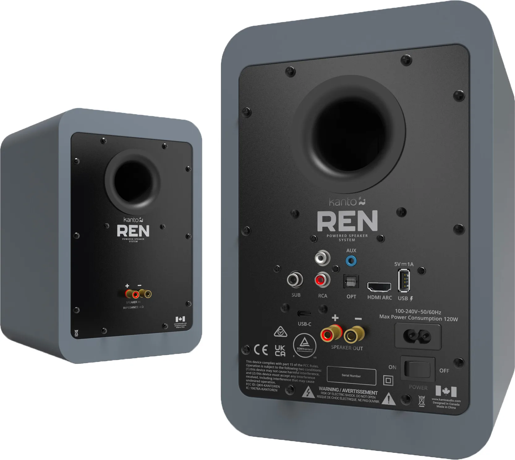 Kanto REN Gris (la paire) Enceintes sans fil hi-fi