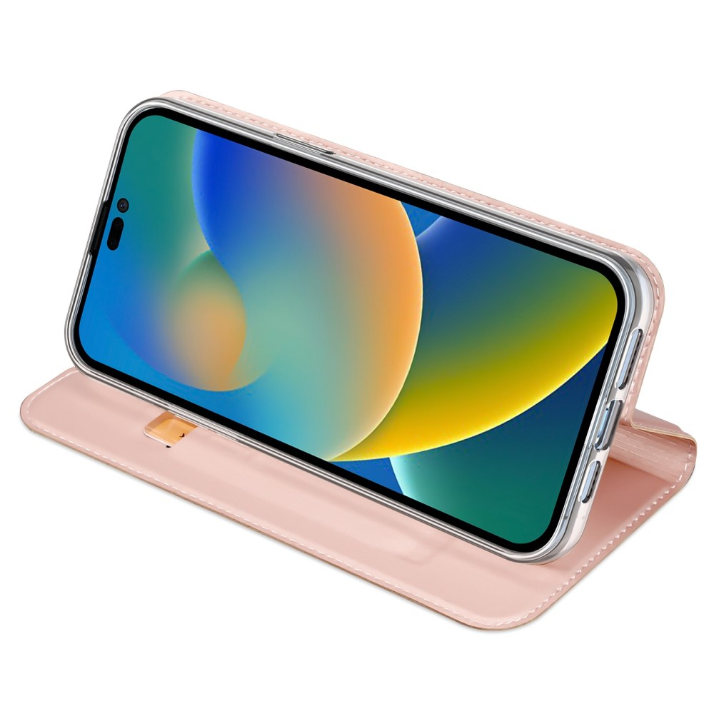 iPhone 14 Pro Flip Wallet Cover Leder Tasche - Roségold