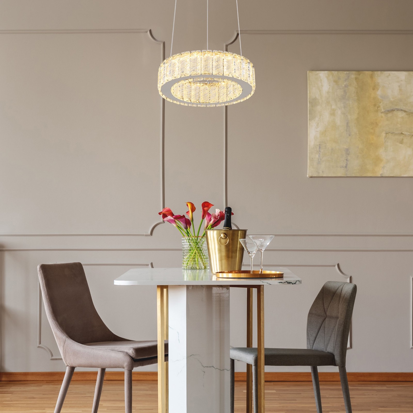 LED-Hängeleuchte - chromfarben-klar - K5 Kristalle - Ø 30 cm