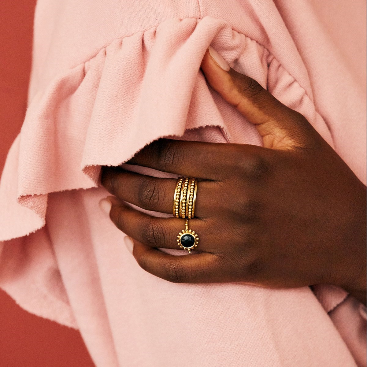 Bague semainier en vermeil ligne et perles