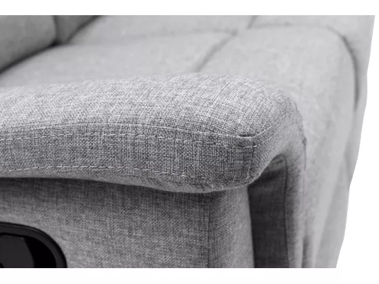 Ensemble canapé relax manuel Léon 2 places + fauteuil manuel en tissu gris clair - Loungitude