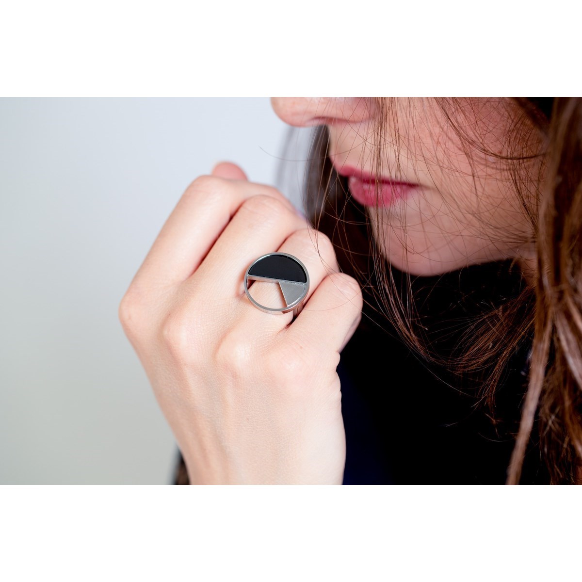 Bague en Acier 316L et céramique - blanc brillant