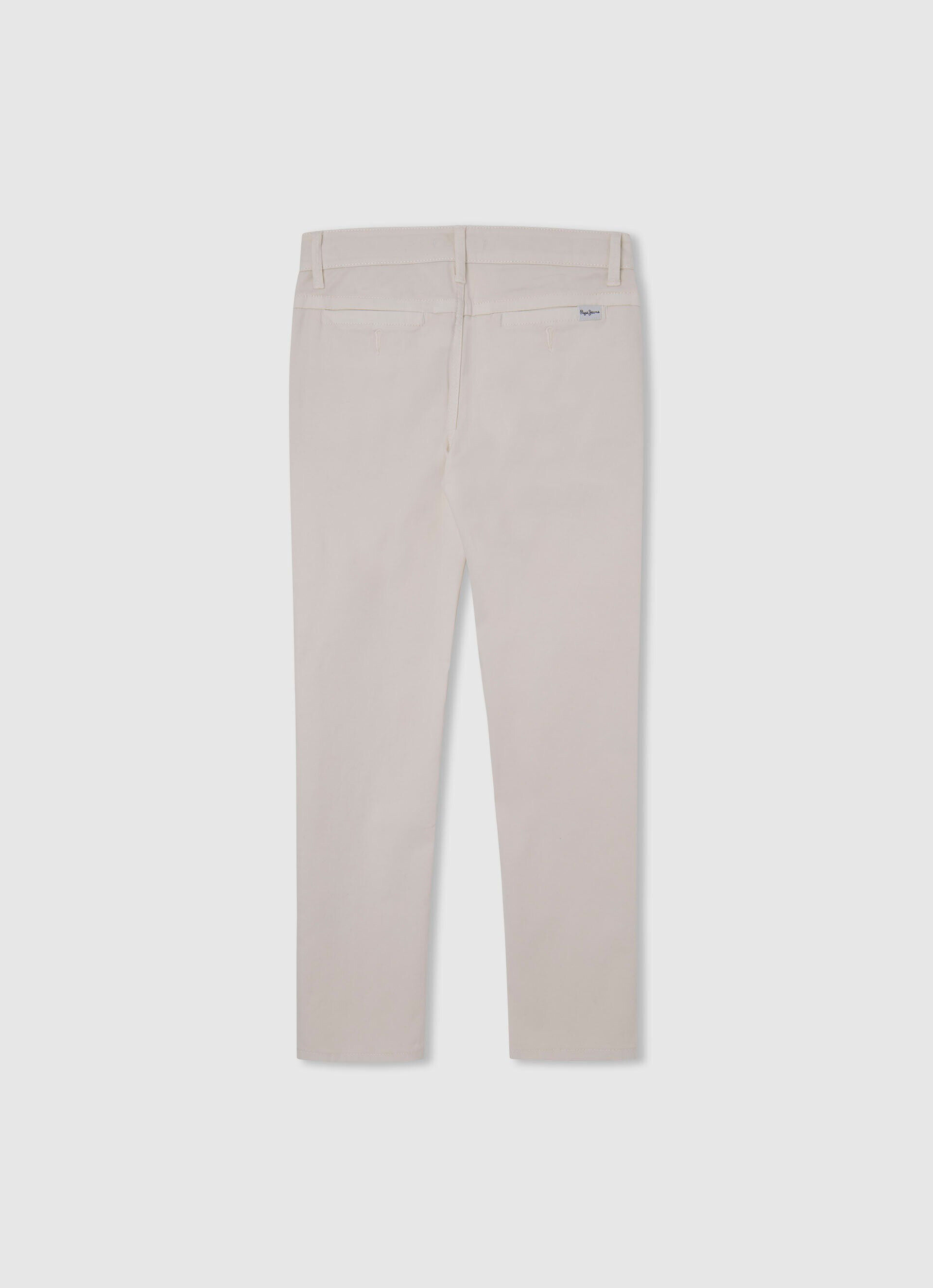 Calça chino de corte regular - branco marfim