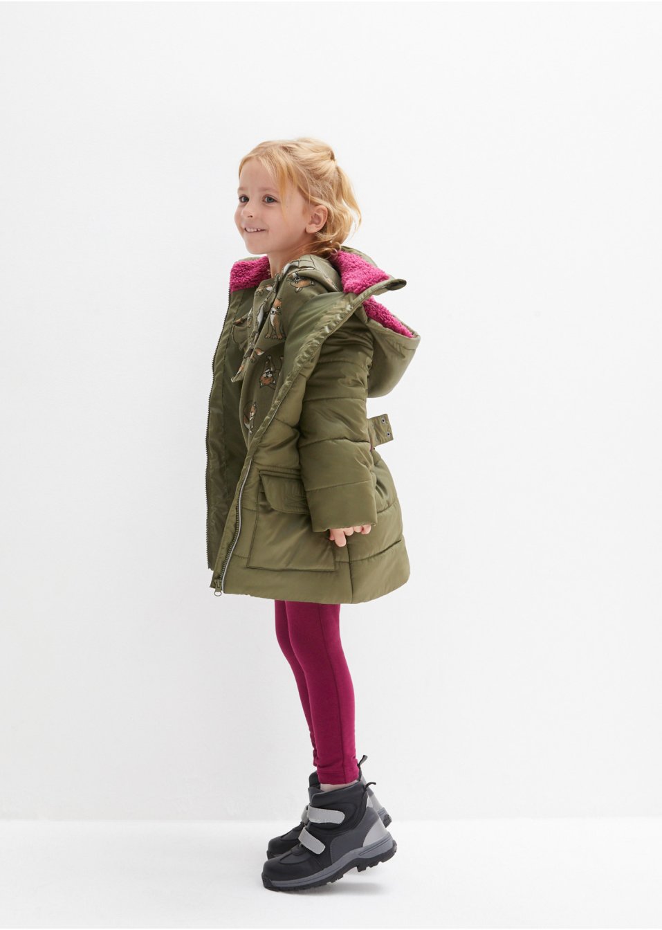 Veste hiver fille avec ceinture, doublée