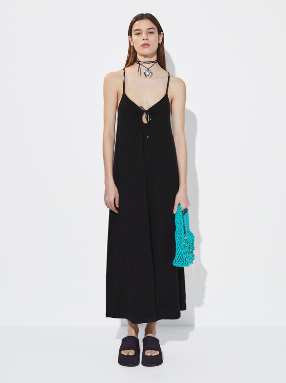 Vestido longo de algodão - Preto