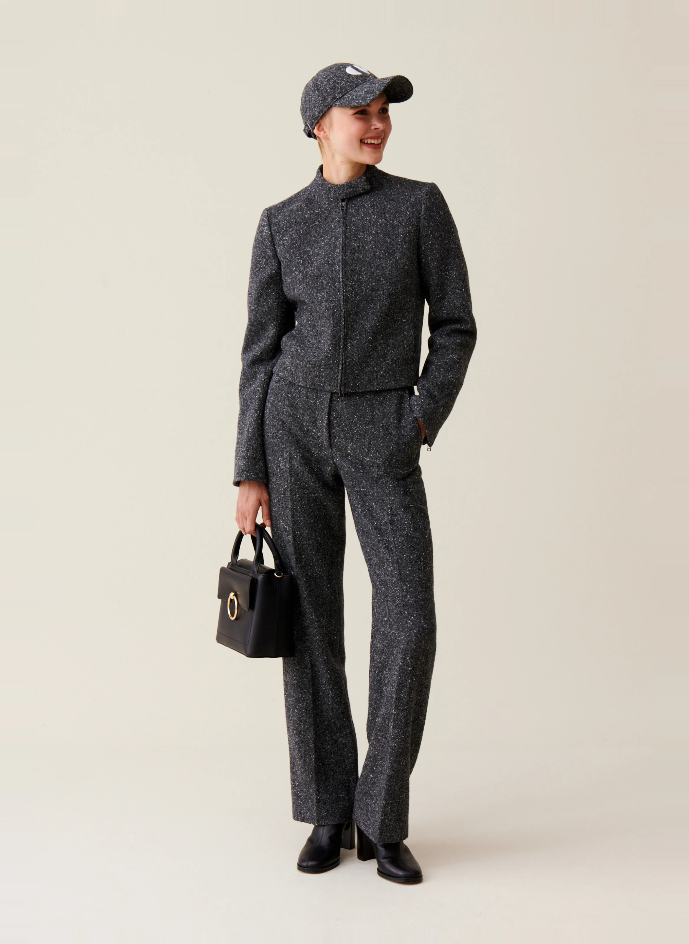Veste droite col montant | Gris