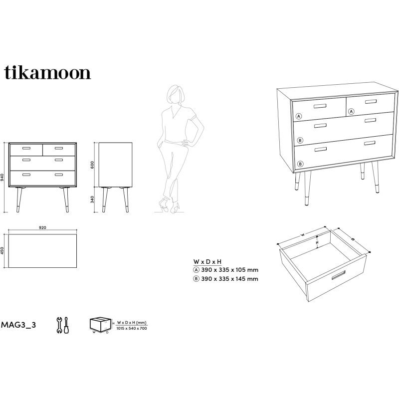Commode en acajou massif Magda 50's