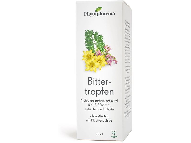 Phytopharma Bittertropfen 50 ml Nahrungsergänzungsmittel mit 15 Pflanzenextrakten