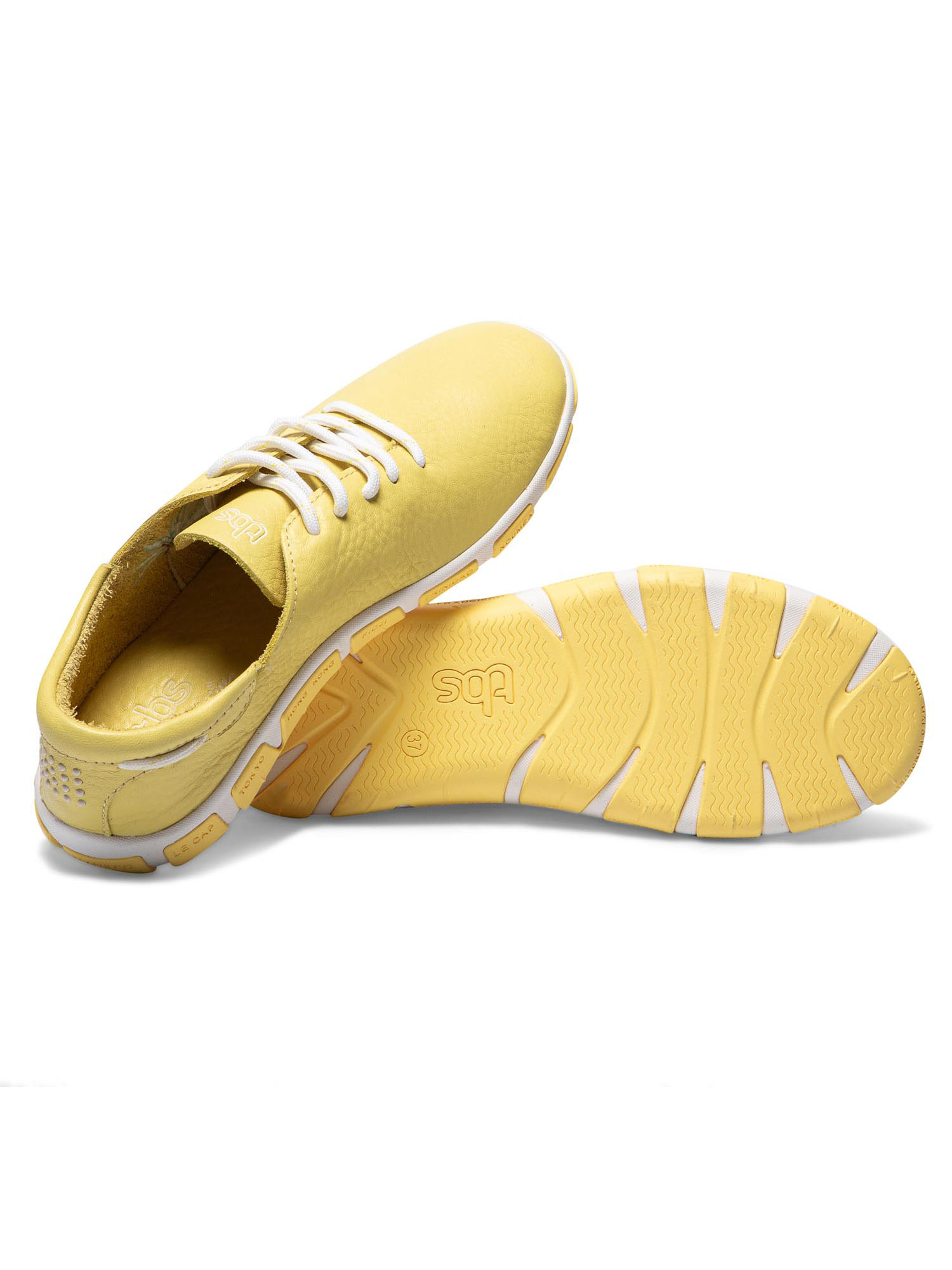 Tennis Femme en Cuir Confort  Jaune