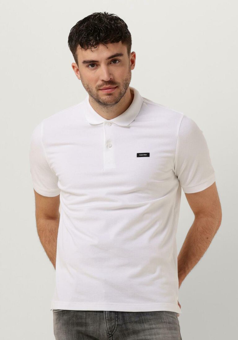 CALVIN KLEIN witte calvin klein polo stretch pique slim button polo