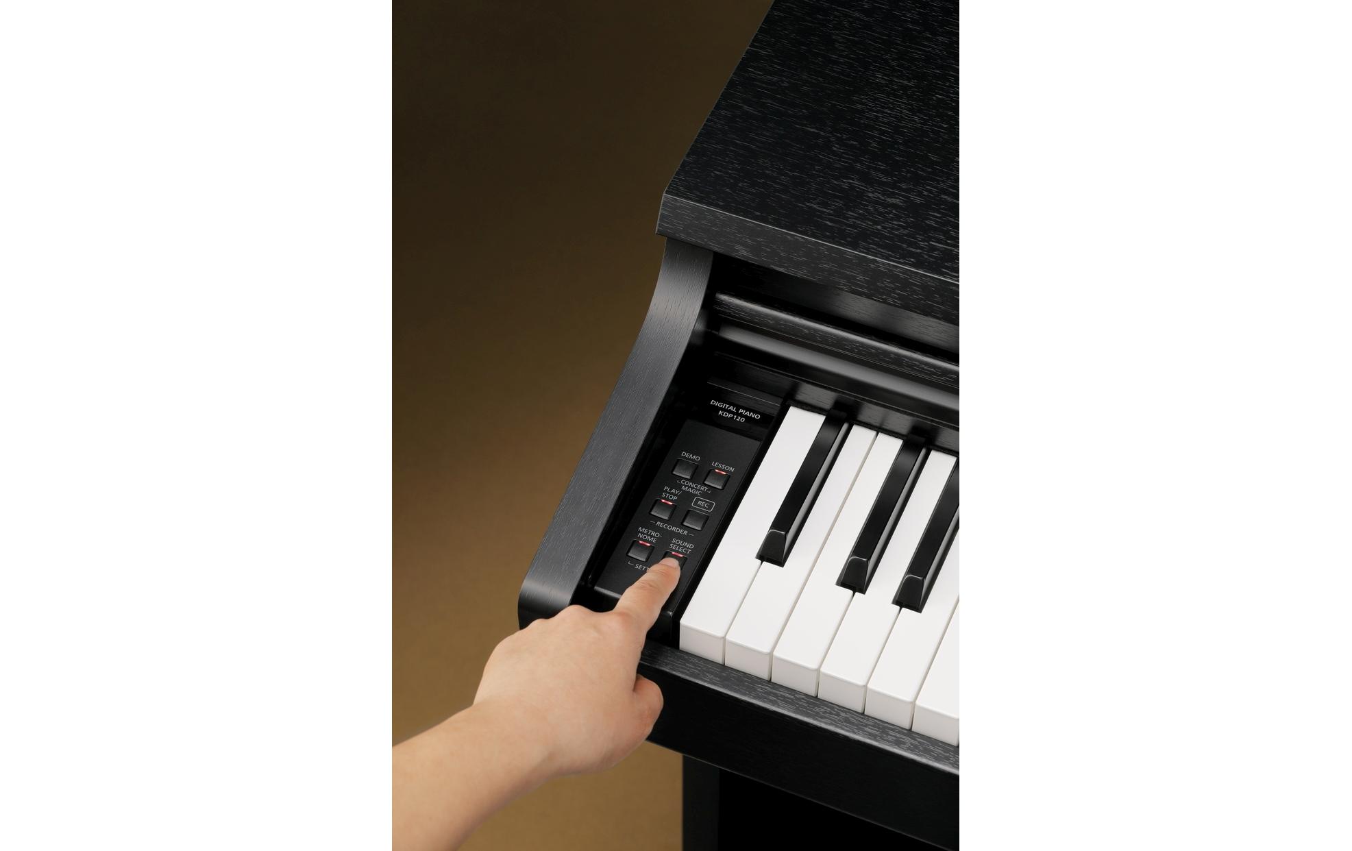 E-Piano KDP-120 – Schwarz<br>Digitalpiano mit Flügelanschlag und -ton sowie Bluetooth- und USB-Anschlussmöglichkeit