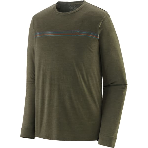 T-shirt randonnée PATAGONIA M'S L/S CAP COOL MERINO GRAPHIC SHIRT FITZ ROY FADER: BASIN GREEN