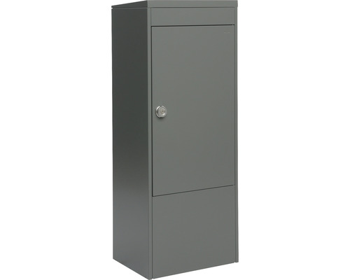 MEFA pakketbrievenbus, gepoedercoat staal, BxHxD 410/1025/325 mm, Mana 482, basaltgrijs RAL 7012, zijdemat, toegang aan de voorzijde