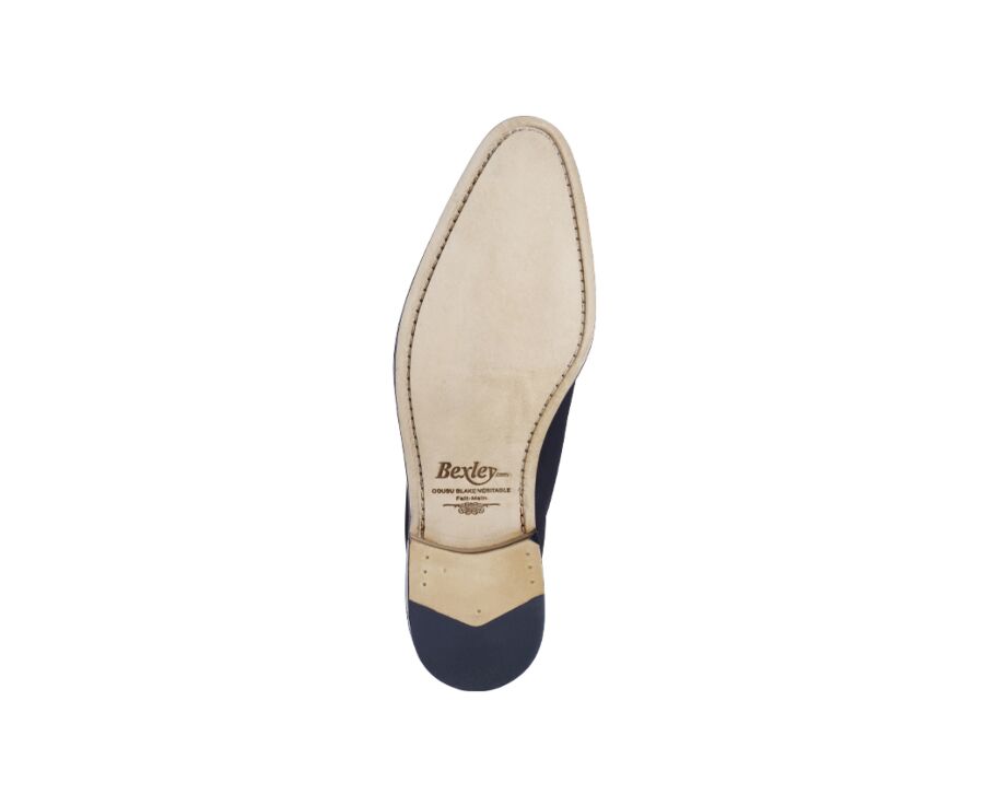 Richelieu homme velours Noir semelle cuir - PETER