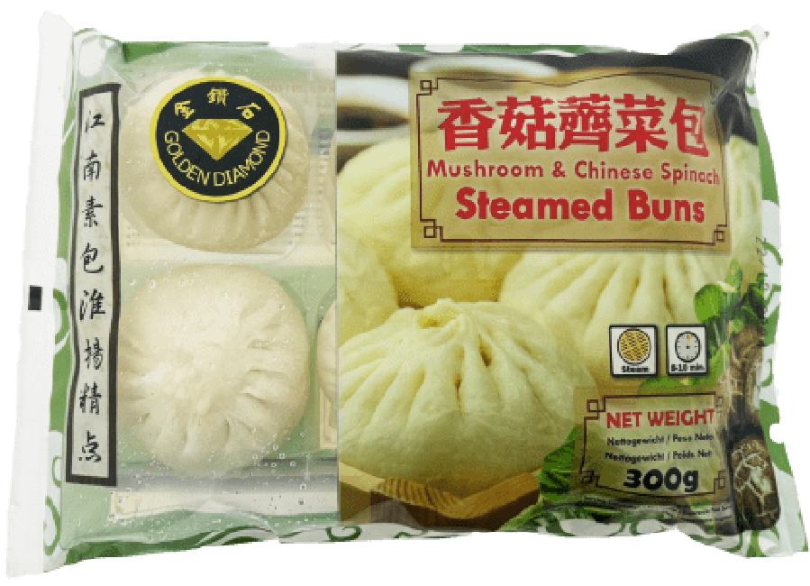 Golden Diamond Bevroren Gestoomde Broodjes met Paddenstoelen en Chinese Spinazie 300g