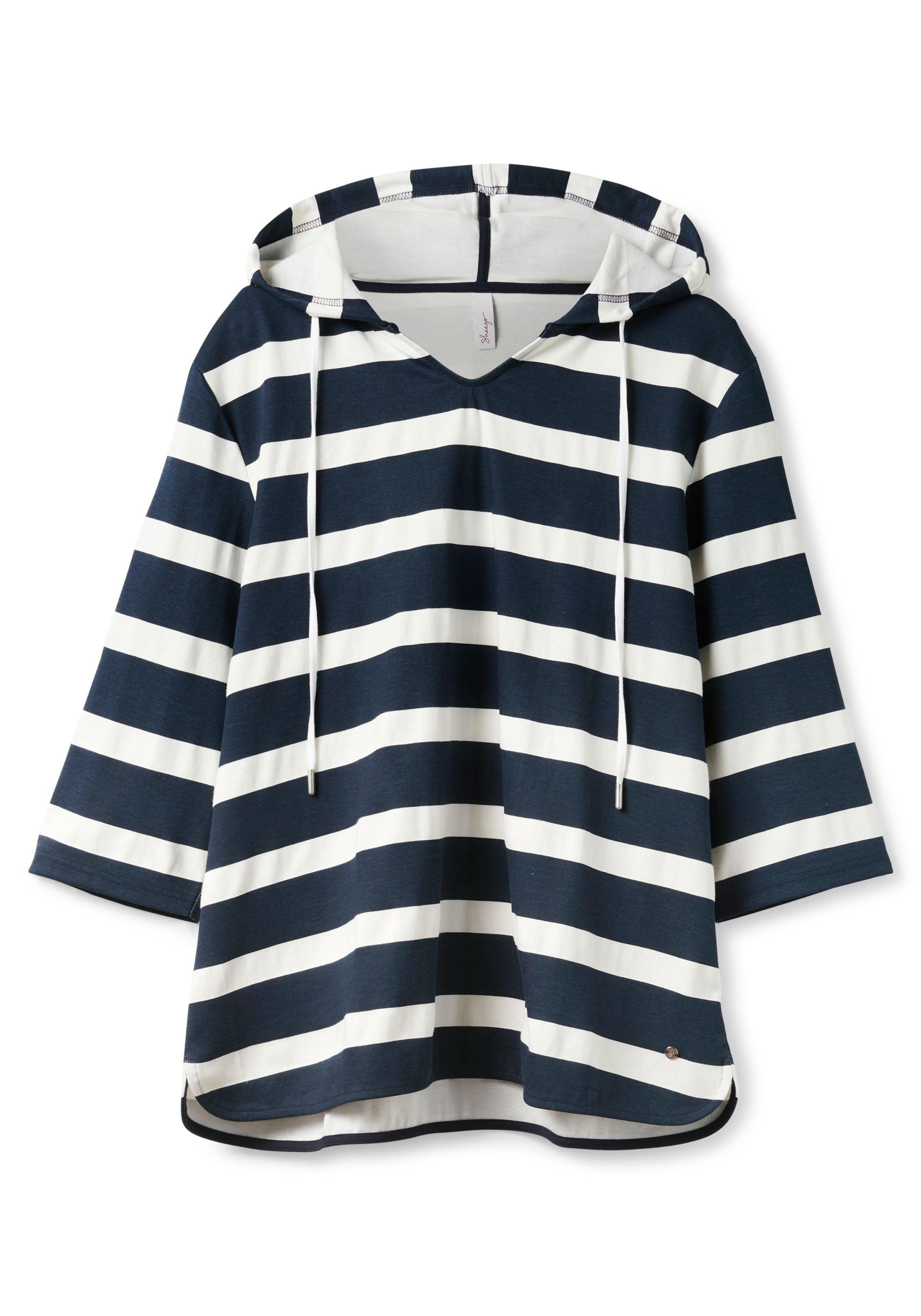 Kapuzenshirt mit Streifenmuster und 3/4-Arm