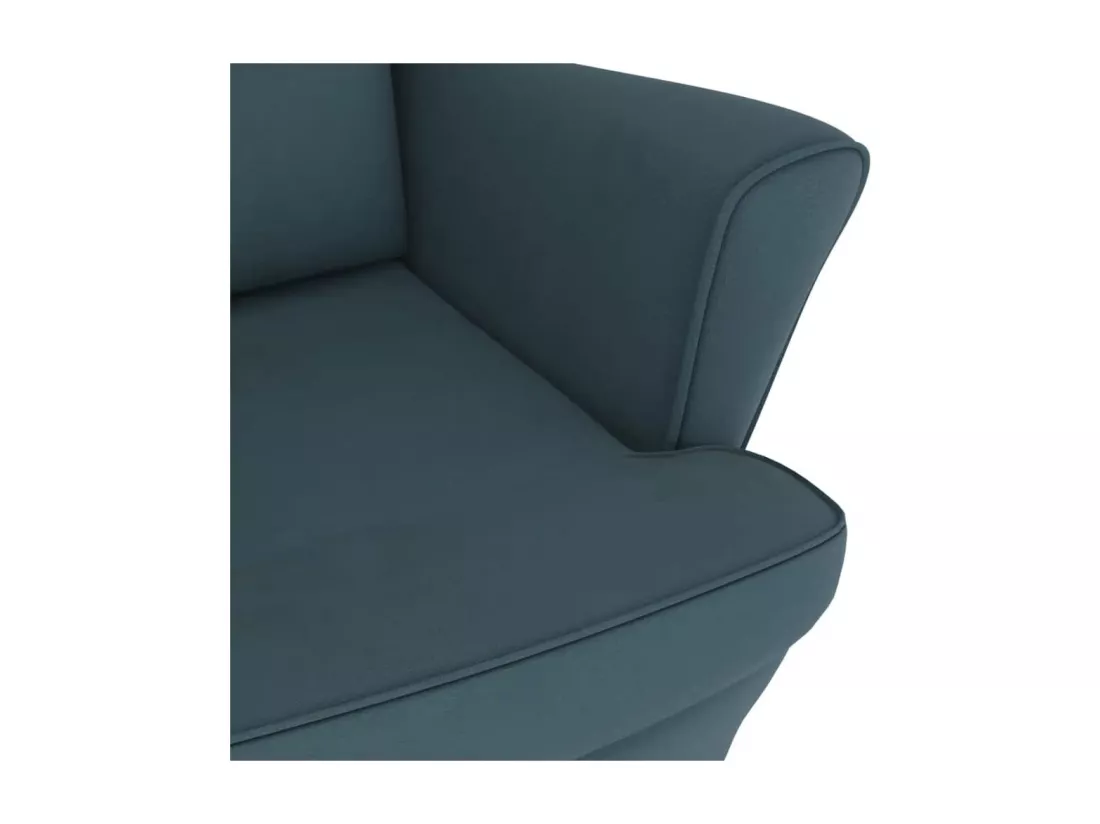 Chaise à bascule avec pieds en bois et tabouret Bleu Velours