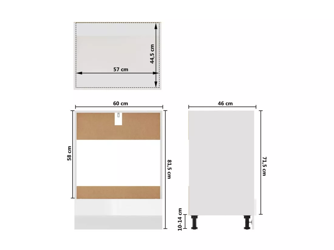 Armoire de cuisine Blanc brillant 60x46x81,5