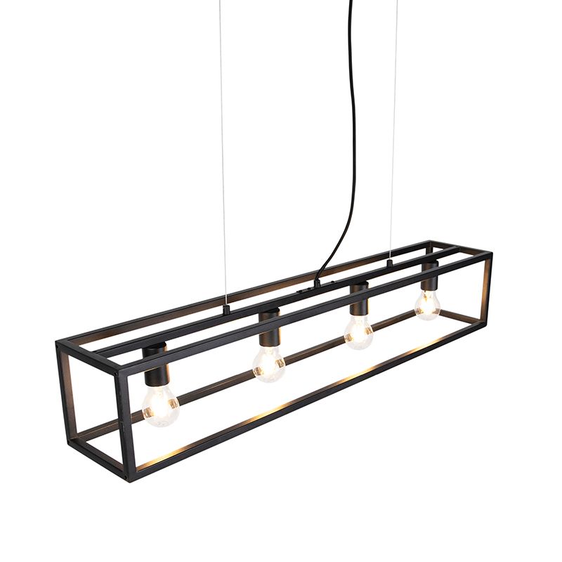 Smart industriële hanglamp zwart incl. 4 WiFi A60 - Cage