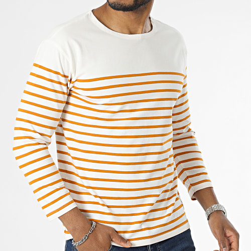 Tee Shirt Manches Longues A Rayures Mariner Beige Clair