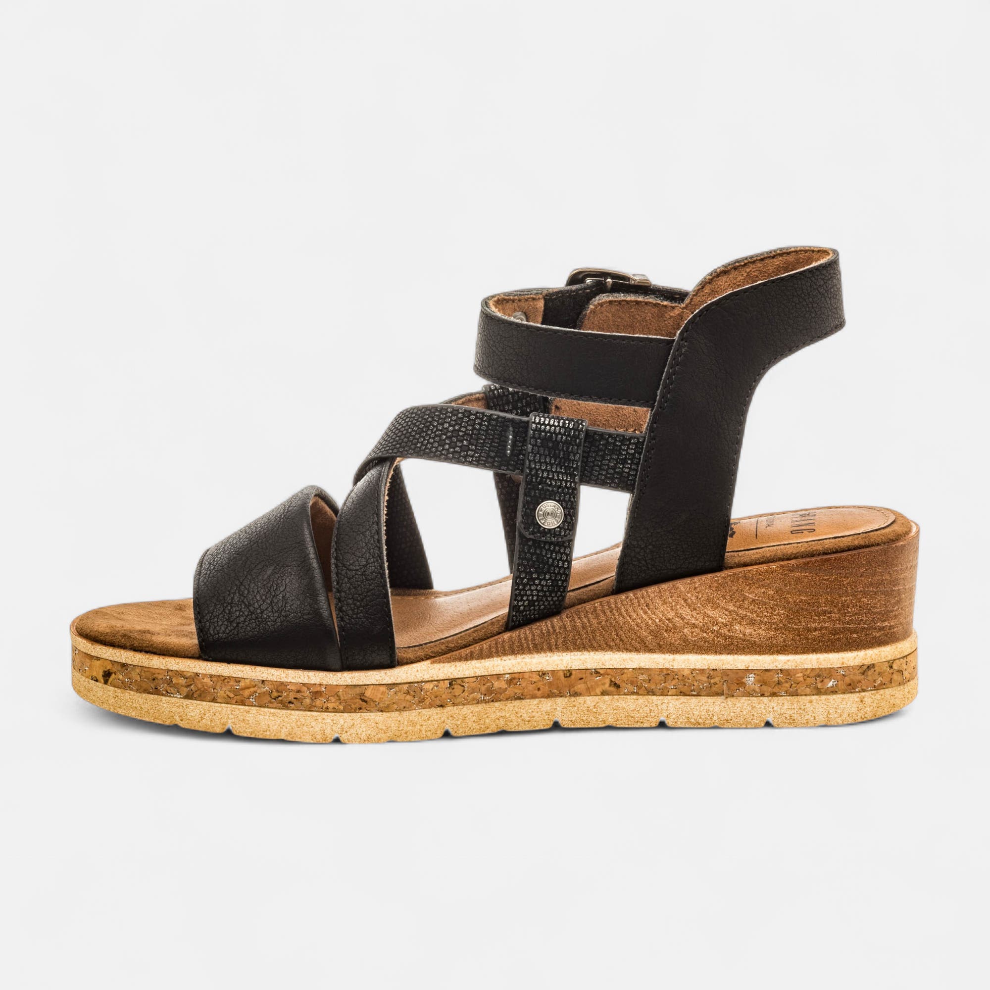 Nu-pieds à talon compensé Femme noir