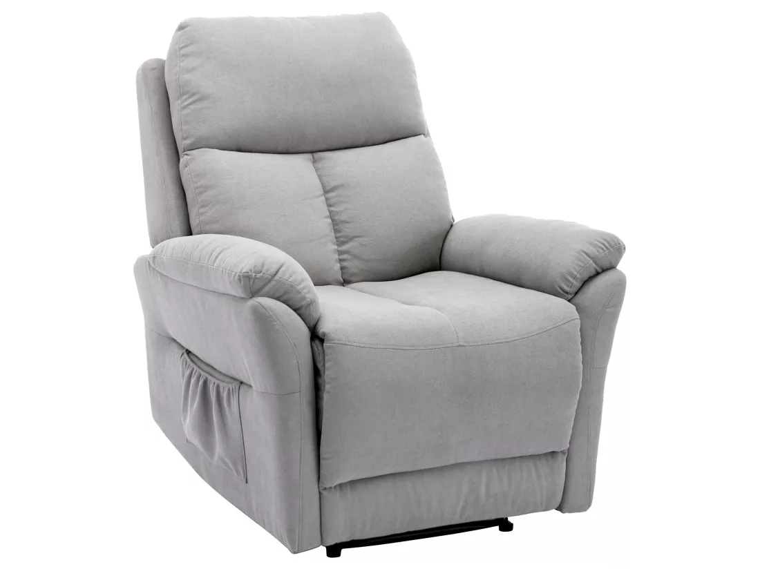 Fauteuil de relaxation en tissu avec repose-pieds pour salon - coloris gris