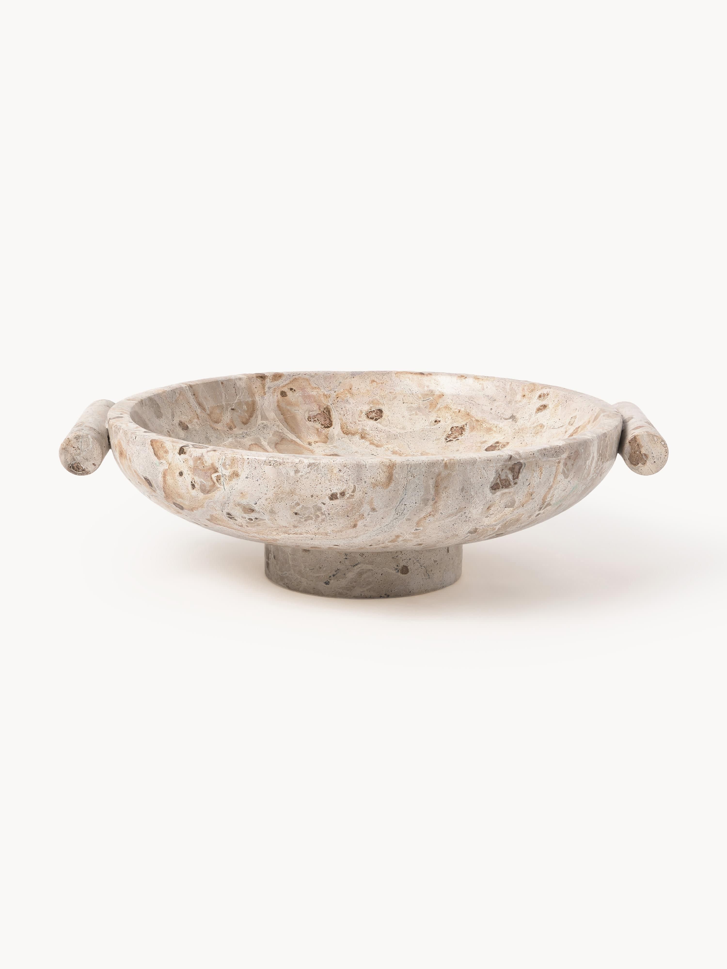 Decoratieve schaal Fossil van marmer, H 10 cm