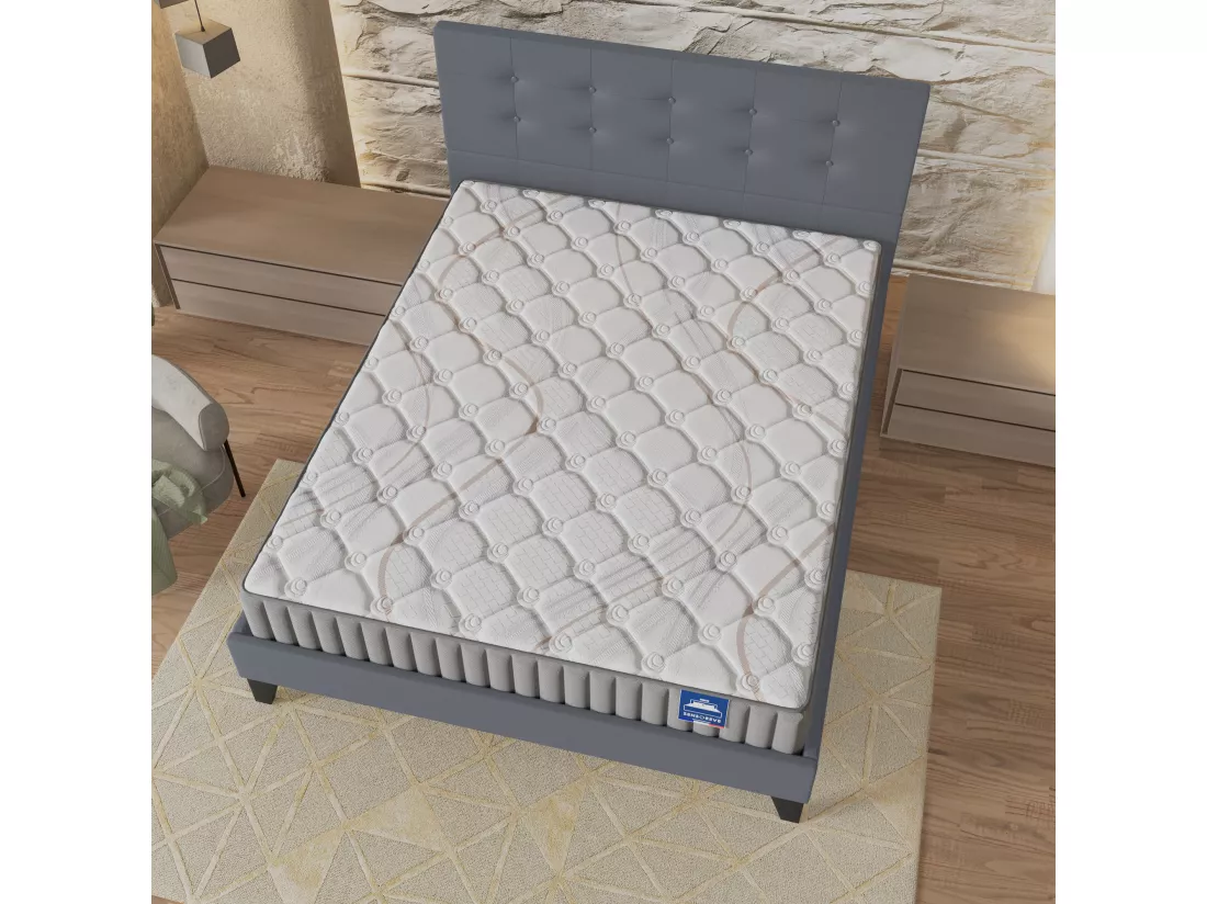 Ensemble Matelas + Lit Avec Tête De Lit 140x190 Cm, Sirius 16cm D’épaisseur Latex Naturel