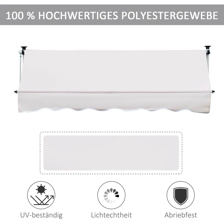 Outsunny Markise mit Handkurbel cremeweiß