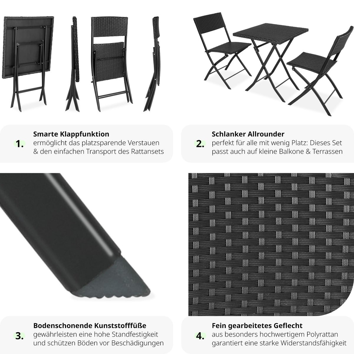 tectake Trevi rotanset voor 2 personen, lichtgewicht