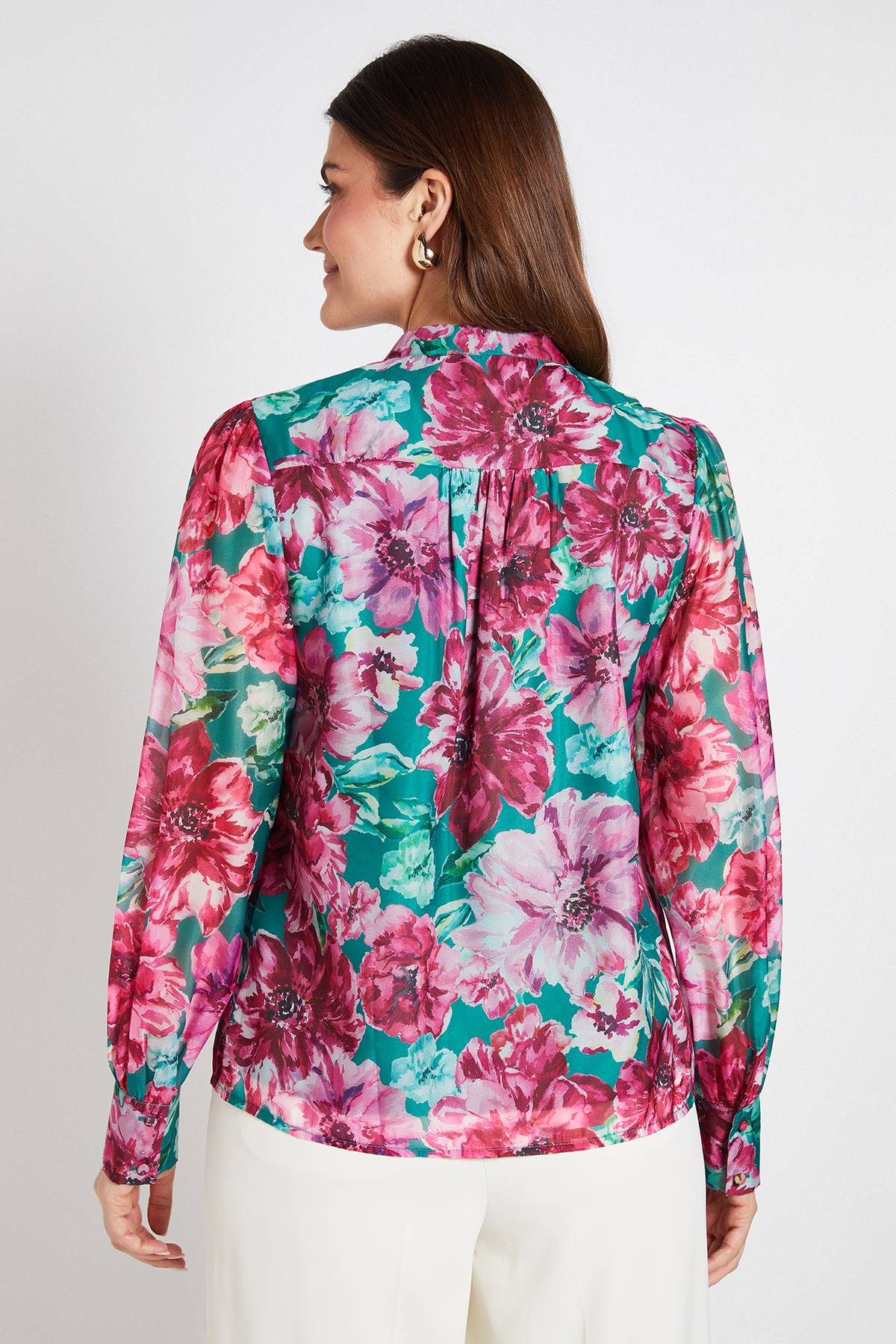 Wallis Chemise Sans Col En Organza Fleuri