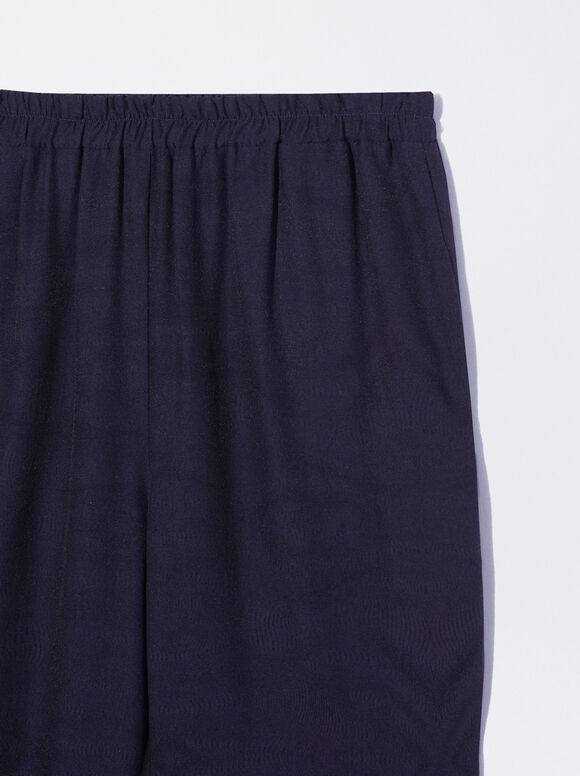 Calça reta em jacquard - Azul marinho