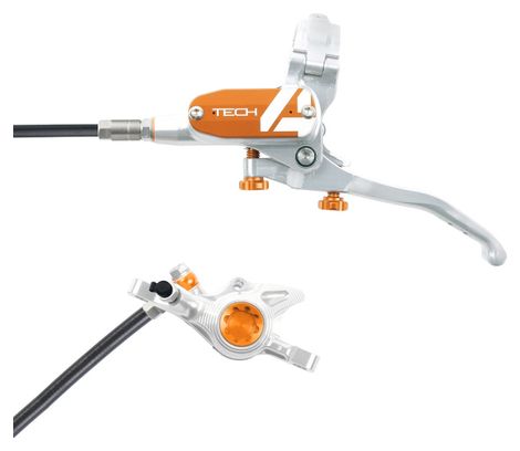 Frein Arrière Hope Tech 4 X2 Argent / Orange Durite Standard