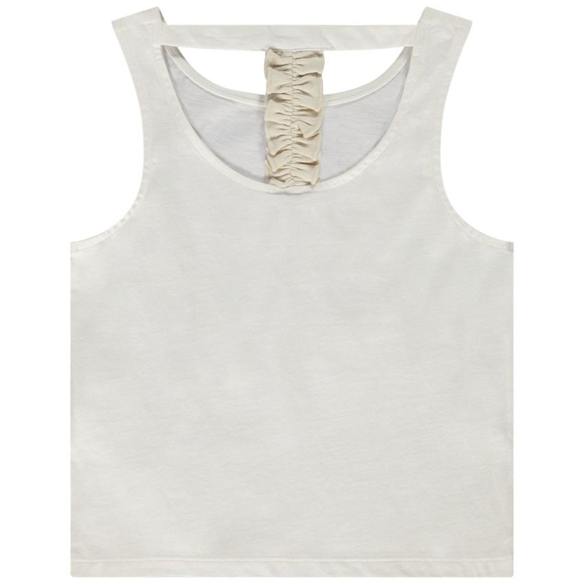 Débardeur en jersey avec glitter et dos fantaisie pour fille - Ecru