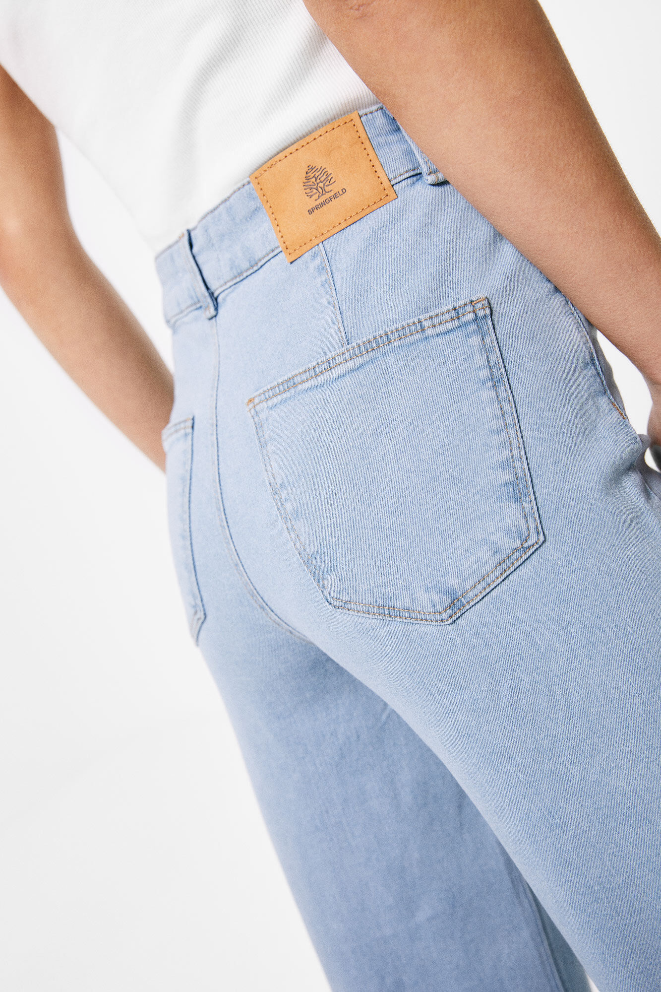 Calça jeans culote com lavagem sustentável - Azul médio
