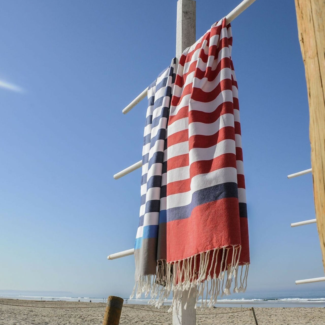 Febronie Fouta Arcachon blanc/rouge/bleu - 100x200 cm