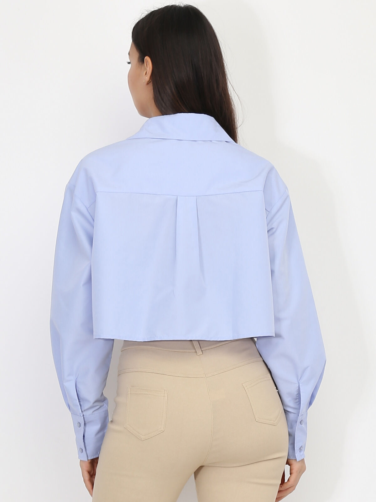 Chemise cropped et ample- Bleu clair