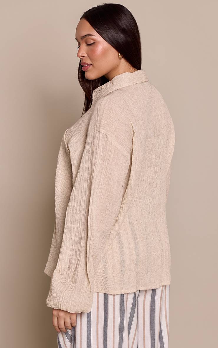 Crème Chemise Oversize Texturée Avec Détail De Poche Plus