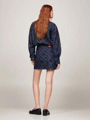 Minissaia jeans com monograma Crest TH