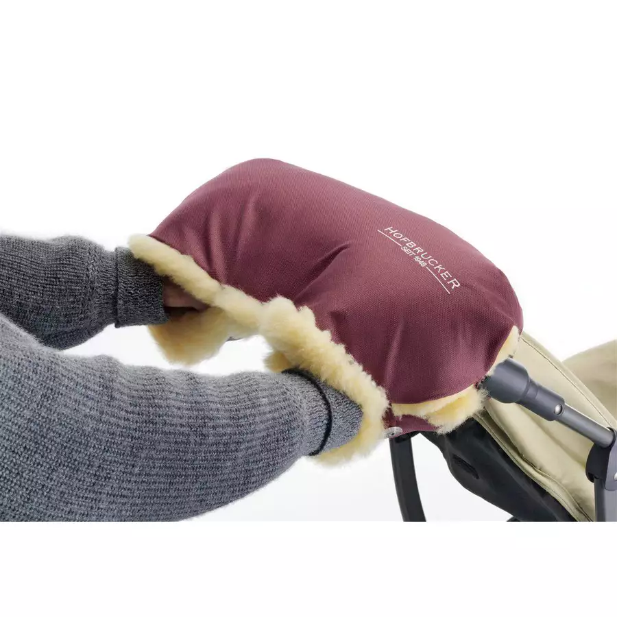 Hofbrucker LammfellhandWärmer für Kinderwagen Lammfell Handmuff Hergestellt in Deutschland Bordeaux